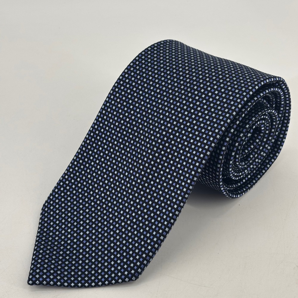 Jos. A. Bank Necktie Mens OS Blue Geometric Diamond Silk Signature Collection